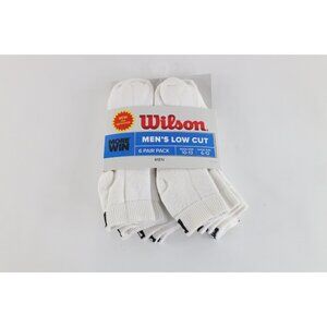 Deadstock Vintage Y2K Wilson Mens 10-13 Pack of 6 Ankle Socks Athletic White